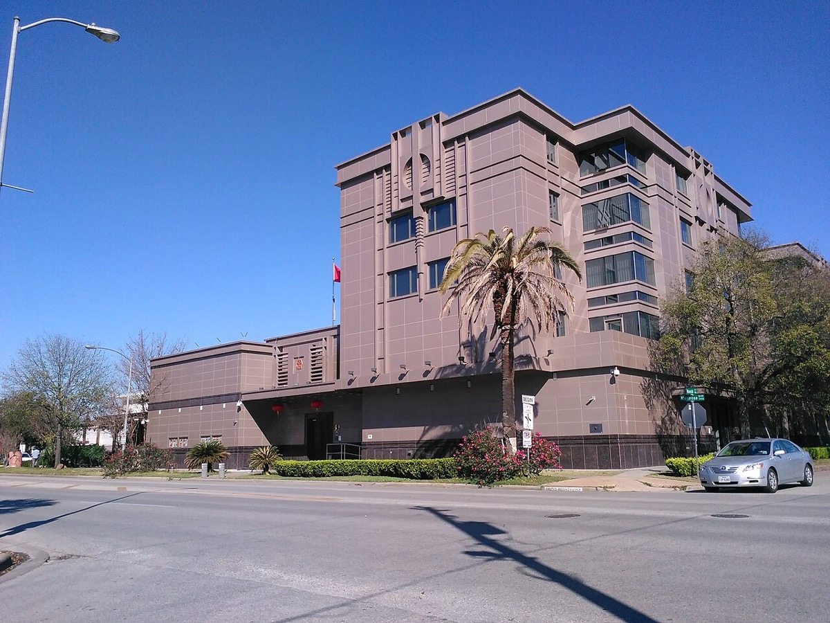 Chinese Consulate General building in Houston Texas shortly before its forced closure on 24 July 2020, the facility that handled commercial services for the Gulf Coast petrochemical industry